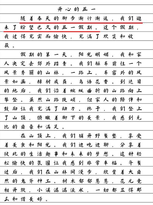 初中优秀作文快乐的五一
