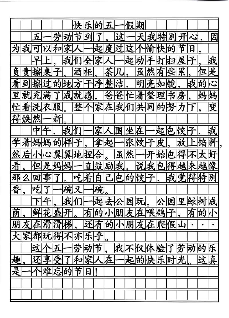 初中优秀作文快乐的五一