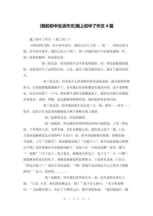 初上初中的作文600字