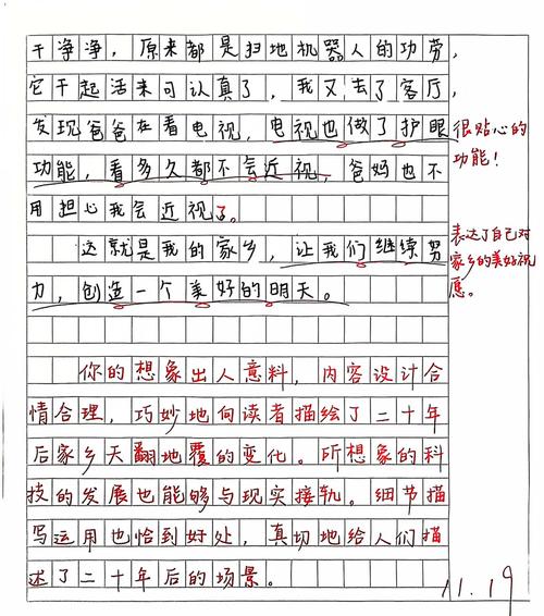 600字初中作文带评语