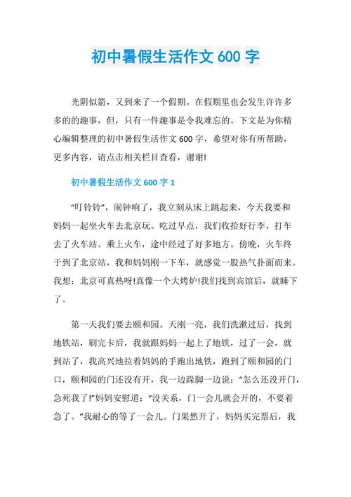 暑假的记忆初中600字