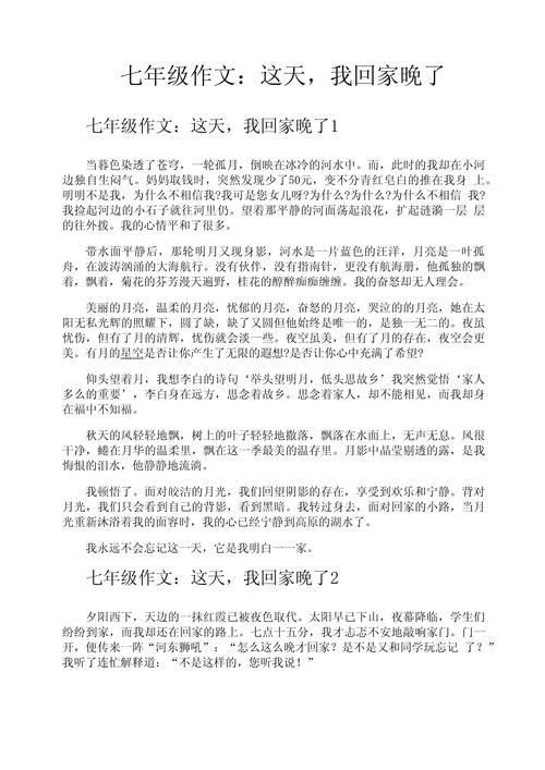 作文这天我回家晚了初中