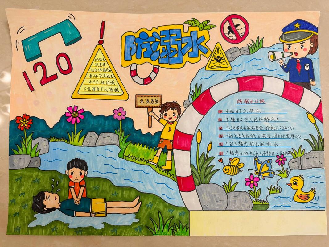 小学生防溺水手抄报图片