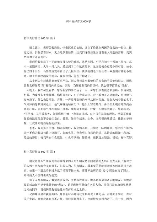 关于上初中作文600字