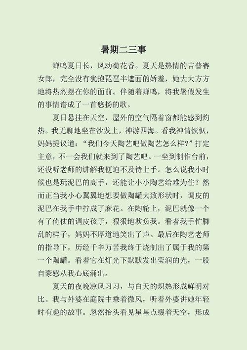 暑假二三事800字初中
