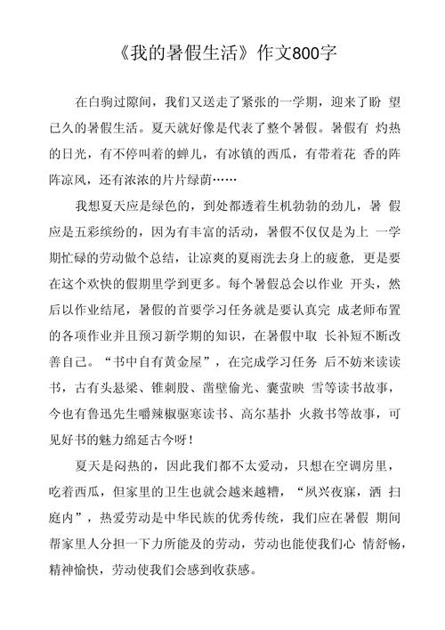 暑假二三事800字初中