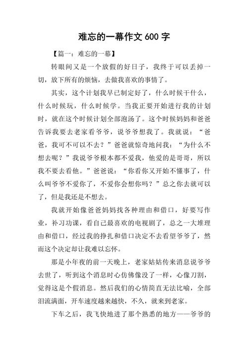 初中作文难忘的600字