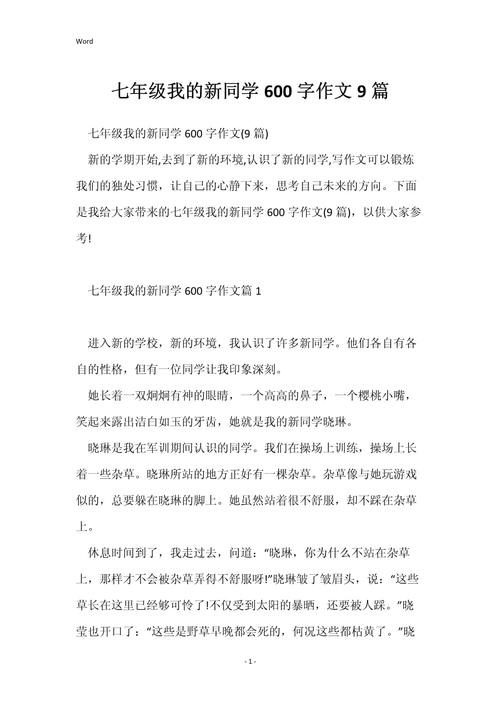 初中的同学作文600字