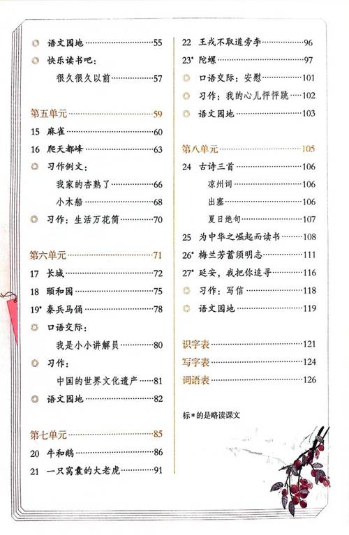 小学四年级上册语文课本