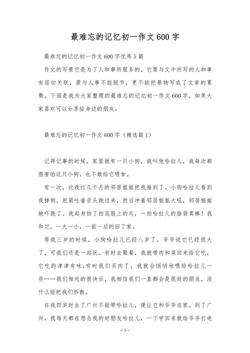 初中难忘的记忆600字