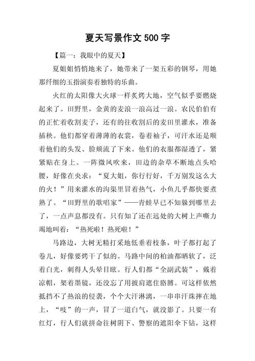 夏作文500字初中写景