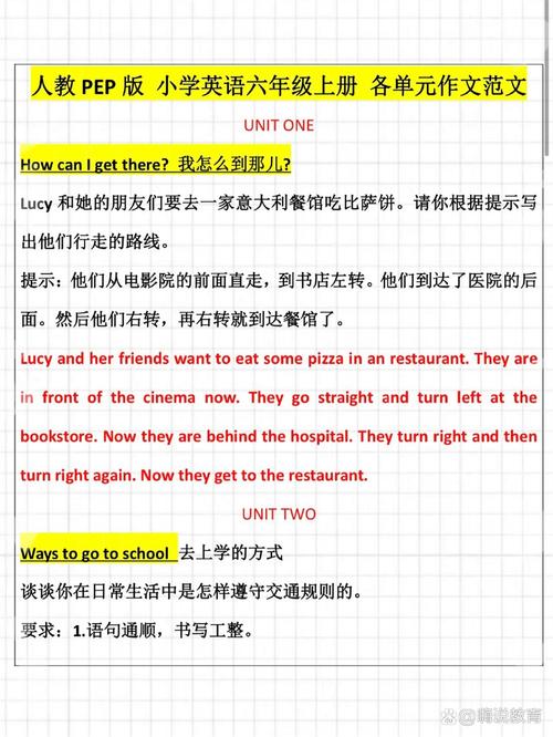 小学六年级上册英语作文