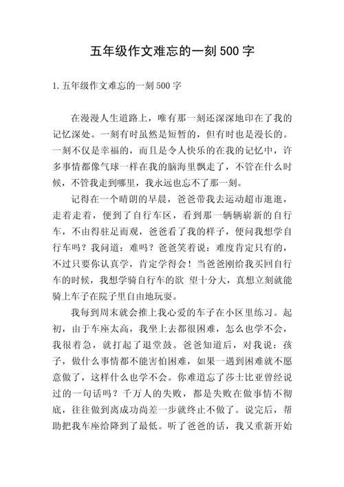 小学五年级作文500字