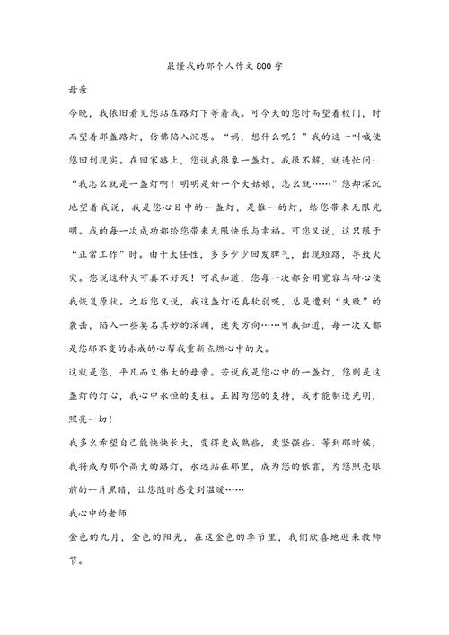 那个懂 我的人初中作文