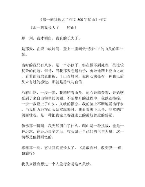 爬山记500字作文初中
