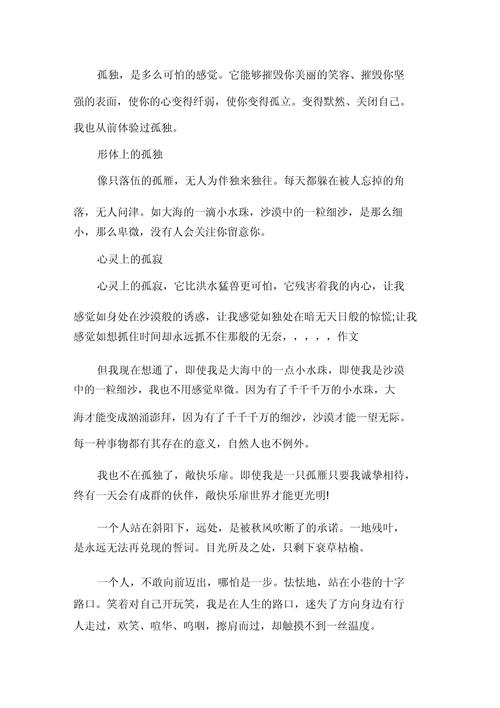 孤独中的理解 初中作文