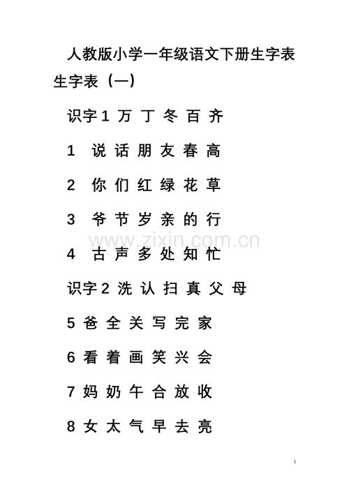 人教小学语文一年级下册