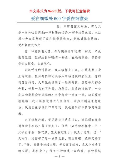 初中作文《爱在细微处》