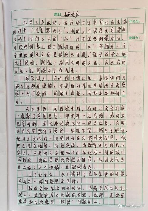 初中的烦恼800字作文