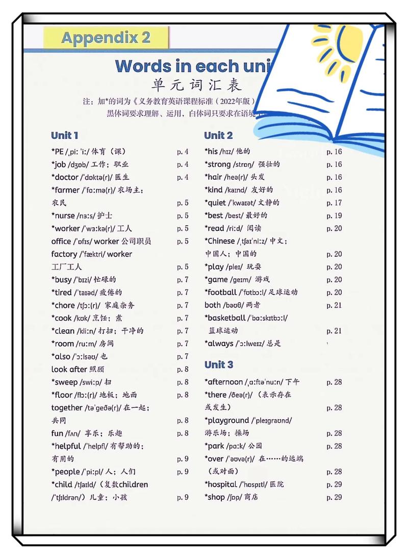 小学四年级英语上册单词