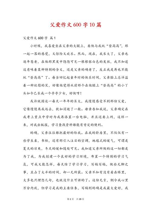 父爱的作文600字初中