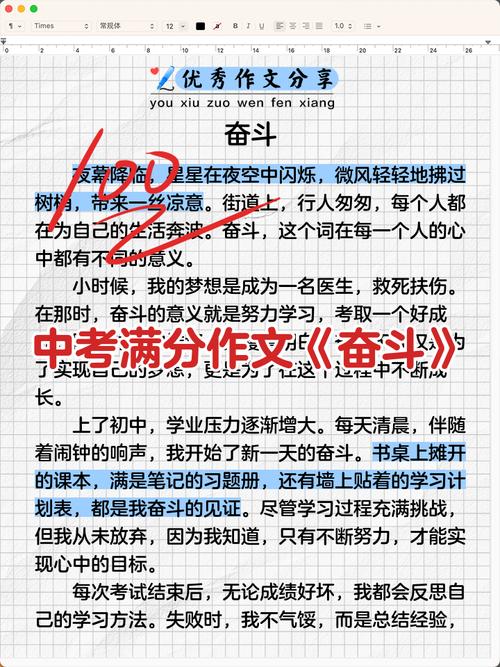 奋斗的作文700字初中