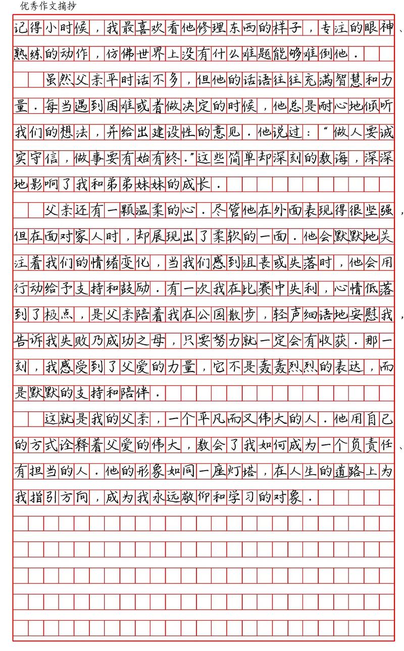 初中我的父亲作文300