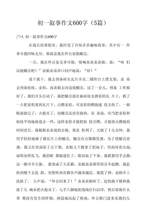 初中记事作文初一600