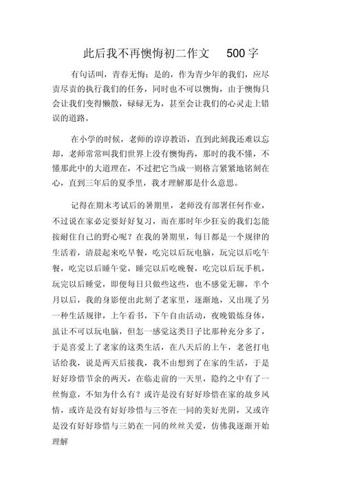 作文我不后悔500初中