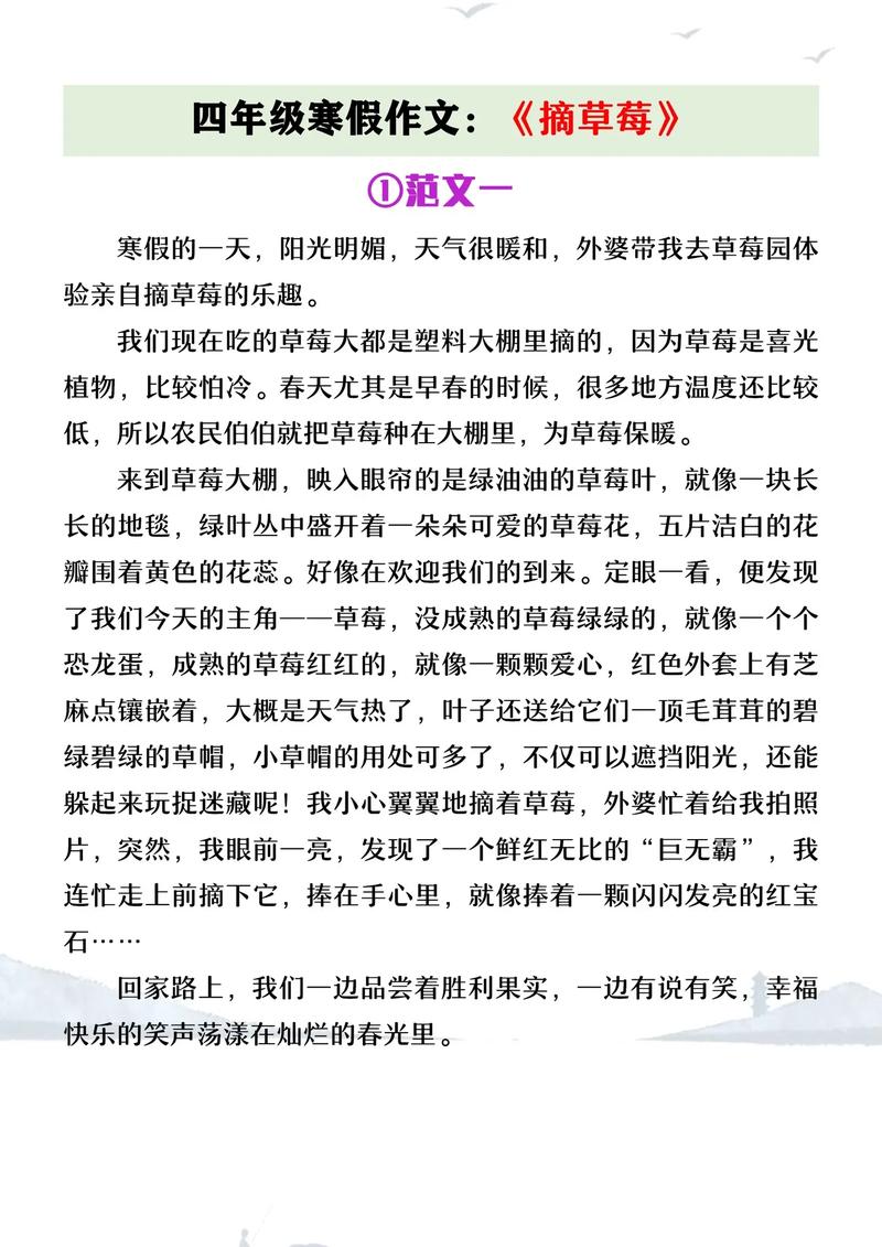 摘草莓初中优秀作文范文