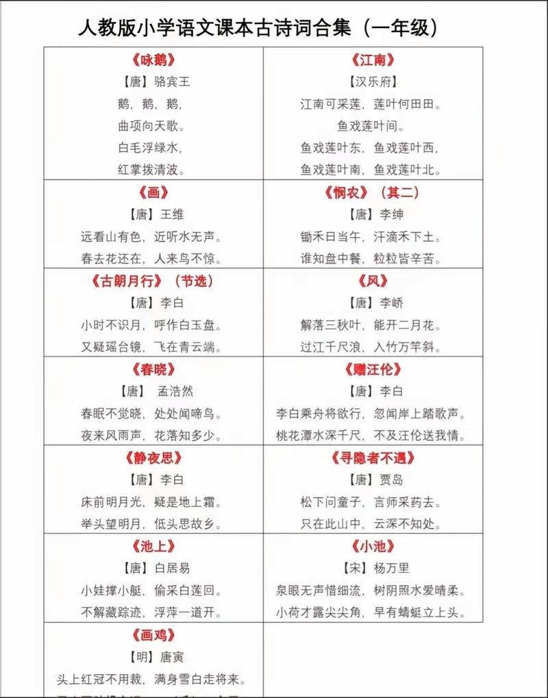 小学生必备古诗100首