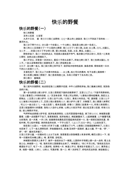 和朋友野餐初中600字