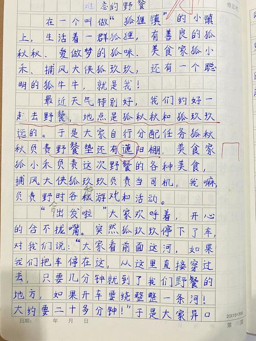 和朋友野餐初中600字