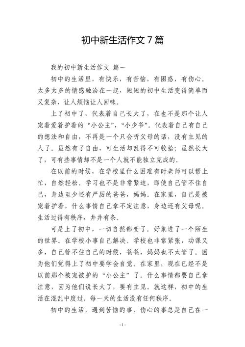 如何面对初中的生活作文