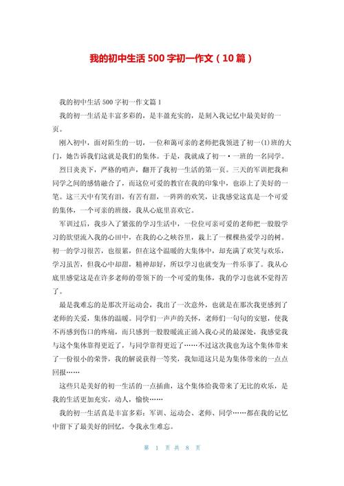 今年我初中作文500字
