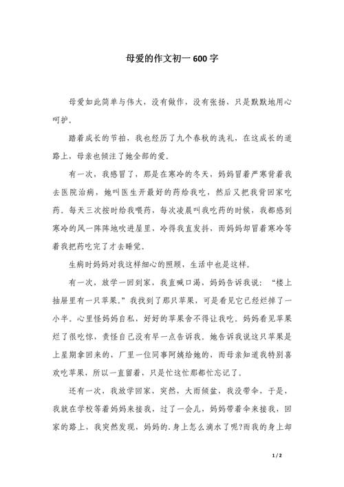 母爱的瞬间600字初中