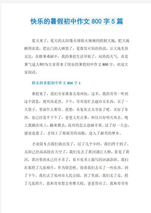 快乐的假期作文初中作文