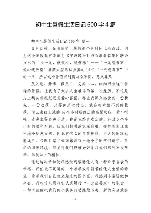 暑假趣事作600字初中