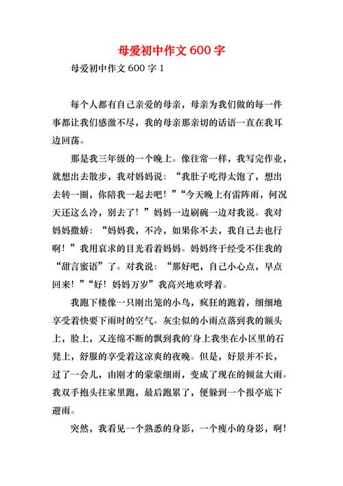 母亲叙述文初中600字