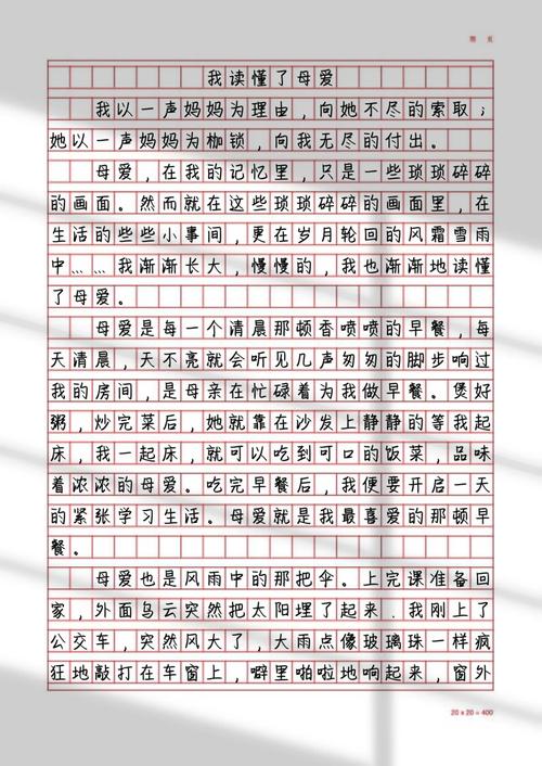 初中作文 我理解了妈妈