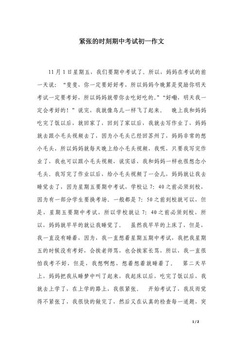 这天我特别紧张初中作文