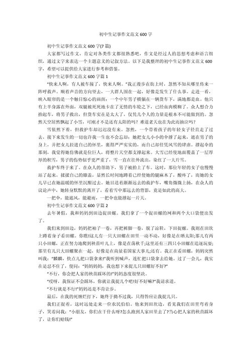 初中记事的作文600字