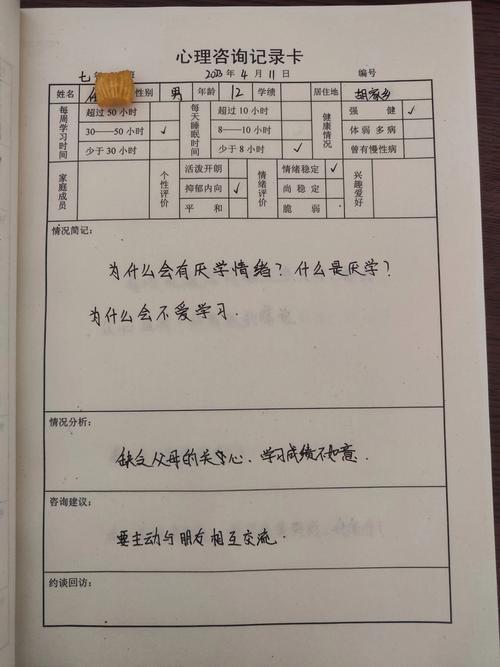 小学心理咨询室记录表