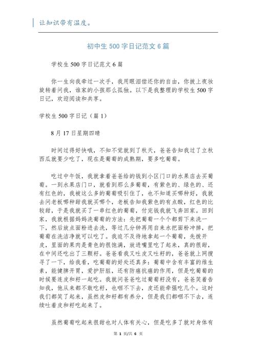 初中我来了日记500字