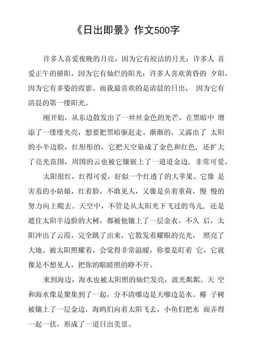 看日出日记500字初中