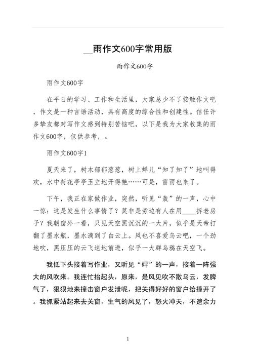 泪中雨初中作文600字