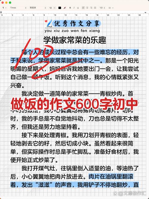 做饭的作文800字初中