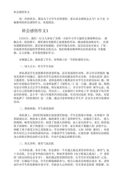 的班会初中作文600字