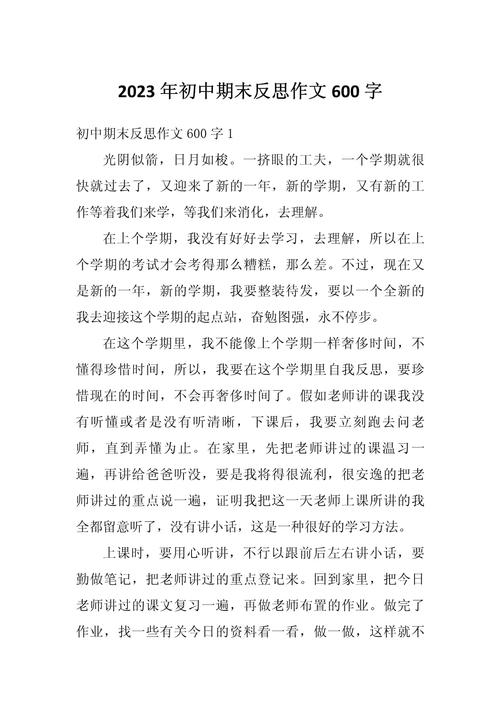 初中反思的作文600字