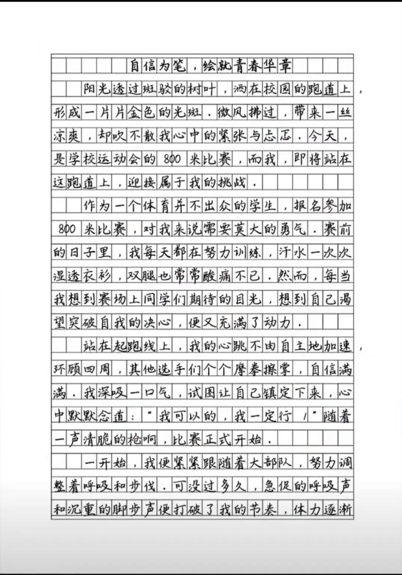 有关自信类初中记叙作文